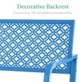 thumbnail image 4 of Best Choice Products Indoor Outdoor Steel Garden Bench w/ Geometric Backrest, Foot Levelers - Ocean Blue, 4 of 7