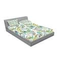 thumbnail image 2 of Ambesonne Floral Fitted Sheet & Pillow Sham Set, Flying Birds Butterflies, Full, Yellow Green Caramel, 2 of 2