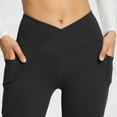 thumbnail image 3 of Women's Bootleg Yoga Pants Crossover High Waisted Flare Leggings Casual Workout Bell Bottom with Pockets, 3 of 9
