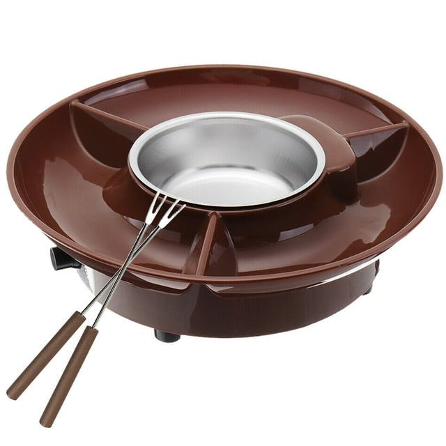 Juego de ollas para fondue de chocolate Olla para derretir chocolate Máquina para hacer fondue de chocolate eléctrica con bandeja para servir y tenedores Máquina para hacer fondue de chocolate desmont