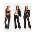 thumbnail image 4 of Pantalones de yoga para mujer con bolsillos, pantalones de entrenamiento de cintura alta para mujer, pantalones de trabajo con corte pirata, pantalones de vestir, variante negra, talla X, 4 of 5