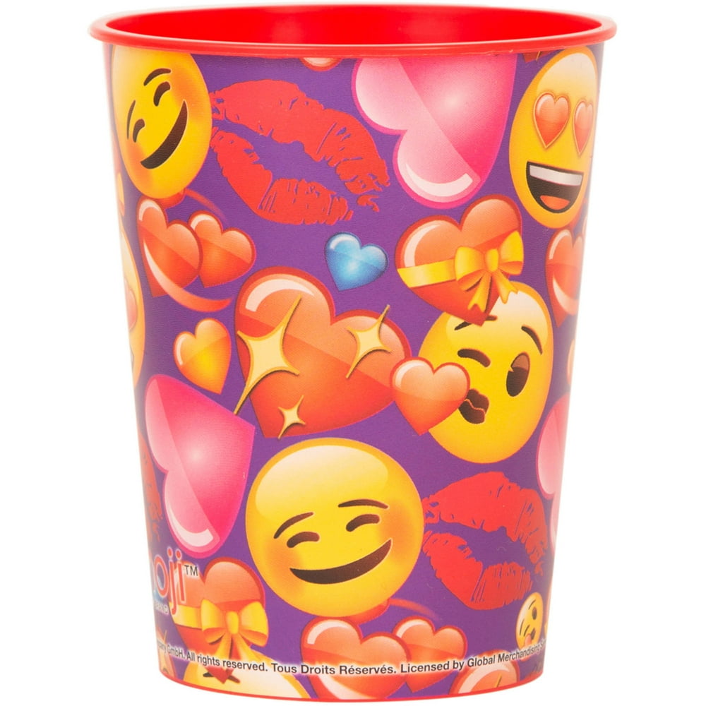 Love Emoji Plastic Cup, 16 oz, 1ct