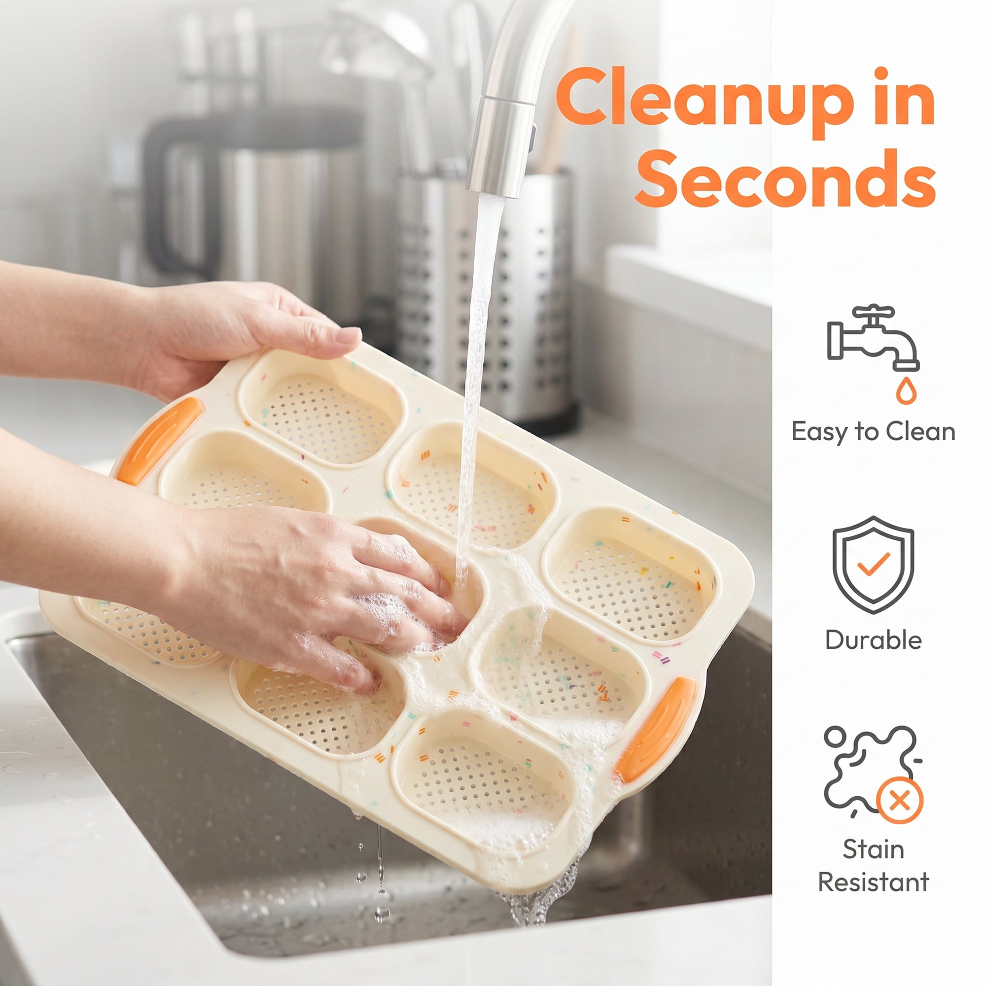 Unique Bargains Baking Pan 9-Cell Ventilated Tray with Handle Beige 13.2"x9.3"x1"