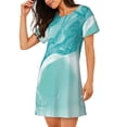 thumbnail image 2 of Disketp Teal Turquoise 1 para Camisón Corto de Manga Corta para Mujeres, Camisón Cómodo con Escote Redondo, Bonito y Confortable, 2 of 6