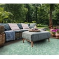 thumbnail image 5 of SAFAVIEH Courtyard Darin Botanical Indoor/Outdoor Area Rug, Green/Ivory, 5'3" x 5'3" Square, 5 of 15