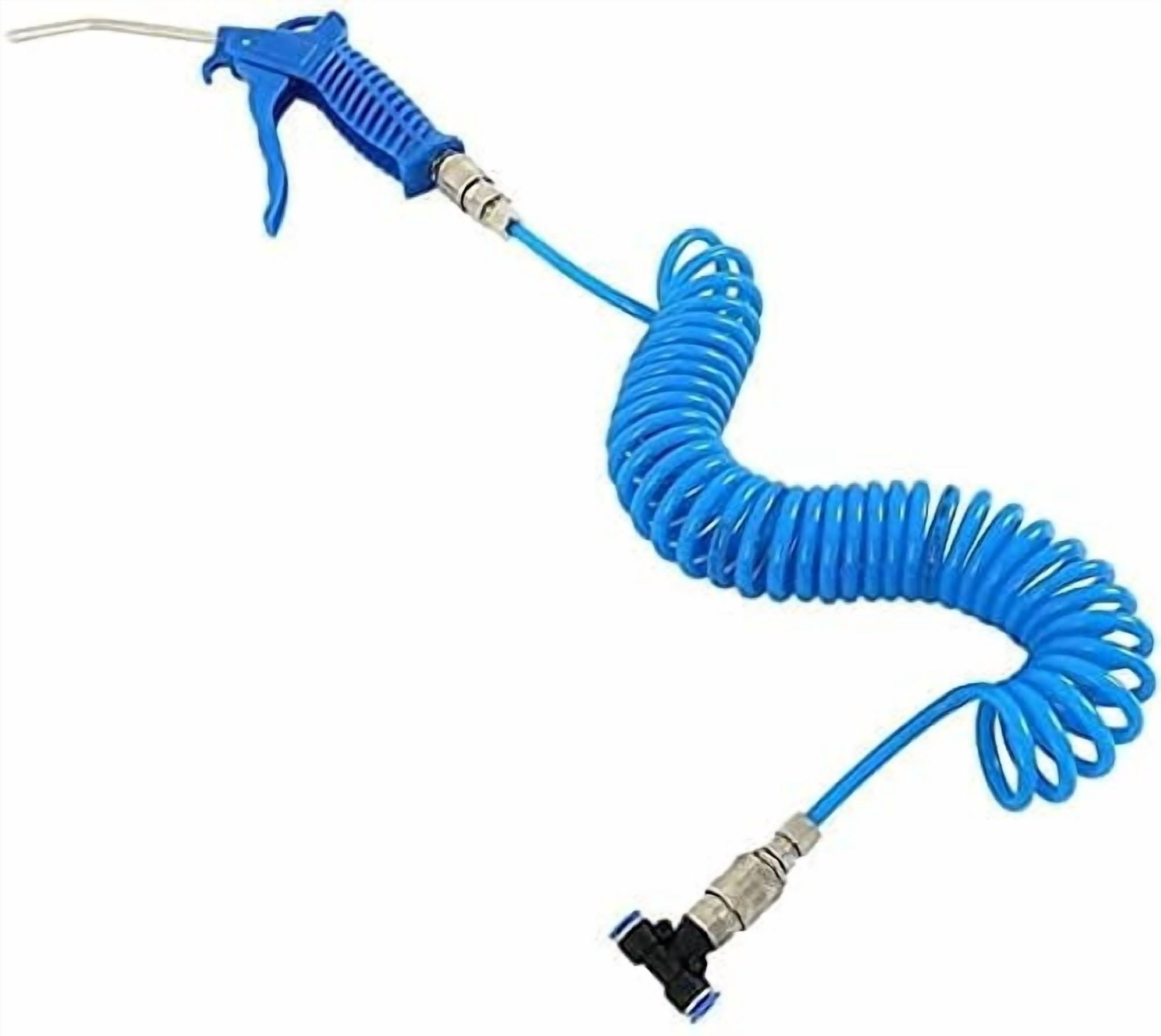 Air Blow Gun Kit Air Duster Cleaning Nozzle Blow Spray Tool Kit with 5 Meter Long Coil PU Air Hose,4×6mm(Blue)