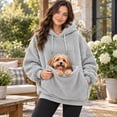 thumbnail image 4 of laqbezok Pet Pouch Hoodie, Cozy Cuddle Hoodie with Kangaroo Pocket for Small Pets, Oversized Fleece Pet Carrier Sweatshirt for Cats and Small Dogs, Gray S, 4 of 4