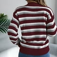 thumbnail image 6 of DDAPJ pyju Womens Striped Sweaters Crochet Knit Long Sleeve Cropped Tops Soft Knit Pullover Sweater Wine XL, 6 of 9
