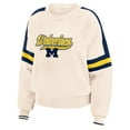 thumbnail image 2 of Women's WEAR by Erin Andrews  Cream Michigan Wolverines Chenille Woven Patch Stripe Pullover Sweater, 2 of 4