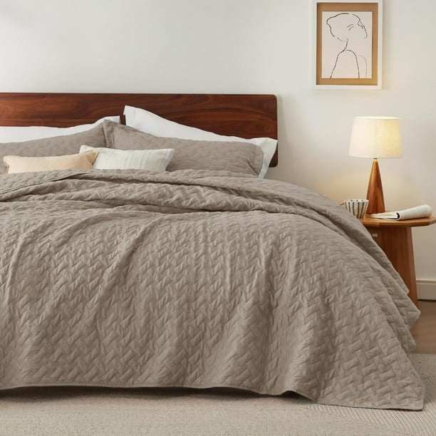 Colchas ligeras Quilt Bedsure, tamaño king, color topo