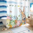 thumbnail image 5 of No Hook Shower Curtain, Easter Bunny Shower Curtains for Bathroom with See Through Top Window, Colorful Easter Eggs Eucalyptus Teal Ombre Waterproof & Washable Bath Curtain Long 72"x78", 5 of 9