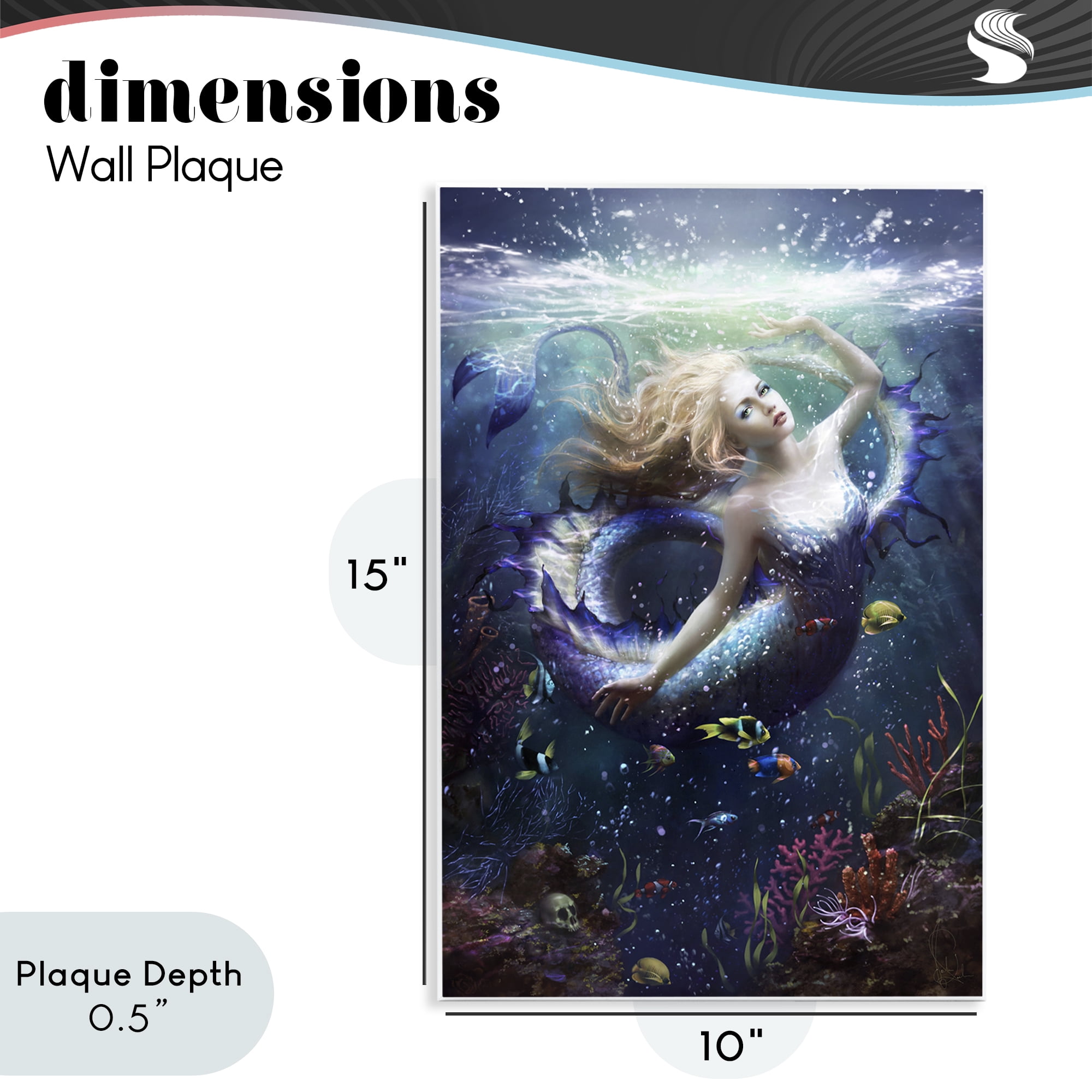 Stupell Industries Deep Sea Mermaid Wall Plaque Art, design by Melanie Delon