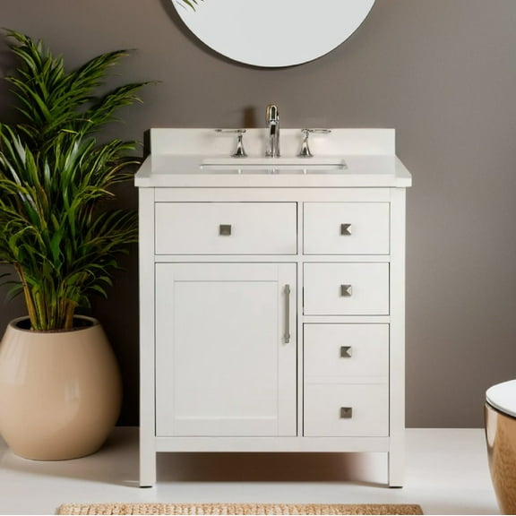 Lavanti Oakford Solidwood 30-inch Bathroom Vanity with Sink - Stylish White