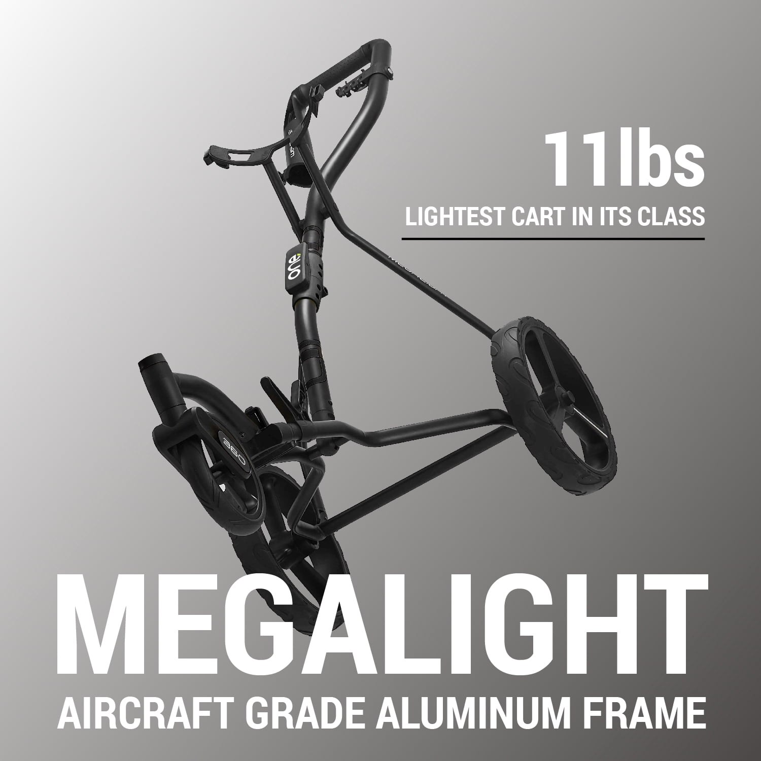 Golf Cart Golf Push Carts Wishbone - Swivel Front Wheel 360° Rotating, 1-Step Folding, Aircraft Grade Frame (Black)