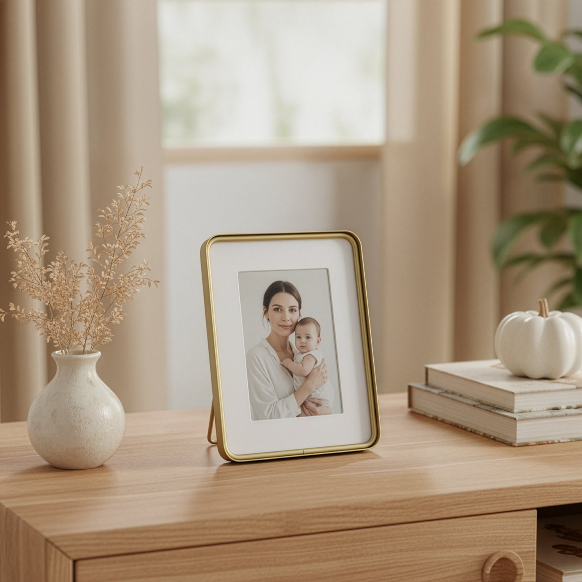 Mainstays 5x7 Matted to 4x6 Picture Frame – Gold Rounded Corner Tabletop Photo Frame