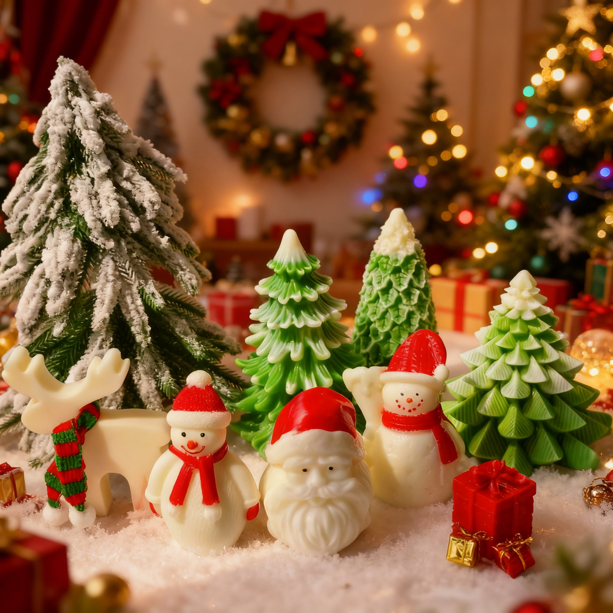 JDH silicone 3D Christmas Tree Candles Resin Molds for Candle Making, Xmas Pine Tree Silicone Soap Molds DIY Cake Decorating Candle Making Supplies
