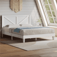 thumbnail image 2 of Yaheetech Farmhouse Wood Full Bed with Headboard, White, 2 of 9