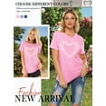 thumbnail image 4 of QAFOPEH Womens Daisy Heart Print T-Shirt Graphic Tee Short Sleeve Crewneck Top, 4 of 7