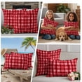 thumbnail image 5 of Red Plaid Outdoor Waterproof Pillow Covers, Modern Art Checkered Farmhouse Decorative Square Throw Pillowcase Sofa Cushion Sham for Patio/Couch/Chair, 16"x16" 2 Pack, 5 of 8