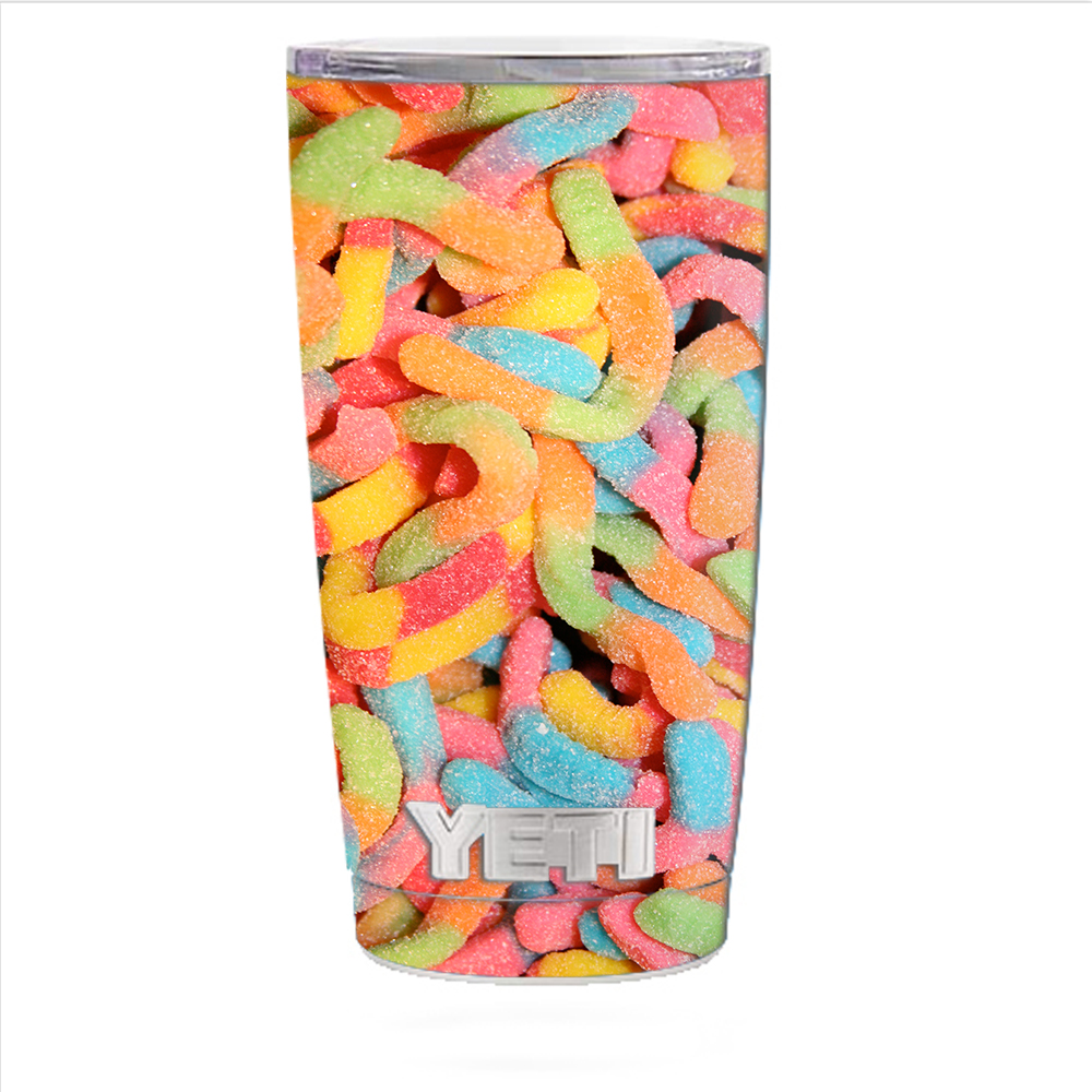 Skin Decal For Yeti 20 Oz Rambler Tumbler Can Cup / Gummy Worms