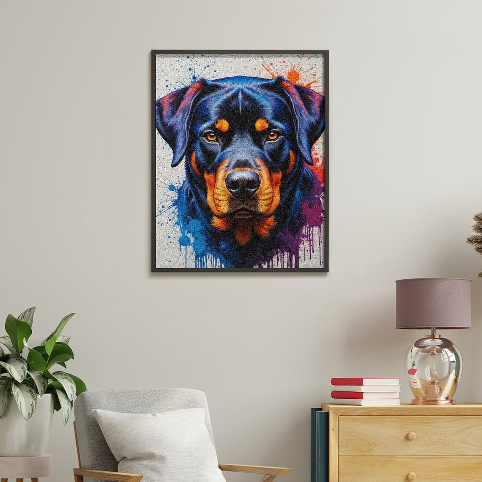 Paint By Numbers Kit for Adults Beginner - DIY Colorful Canine Art Splashes Canvas Painting Kits for Adults, Frameless Paint By Number for Adults for Home Wall Decor 16x20 Inch