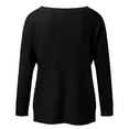 thumbnail image 5 of YDFCWXW Women's 2025 Long Sleeve Waffle Knit Pullover Sweater Crew Neck Solid Color Jumper Tops Black, M, 5 of 5