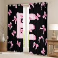 thumbnail image 2 of Feelyou Pink Initial E Letter Curtains Pack of 2 (42x84 Each), Princess Cartoon Ribbon Curtains Blackout, Fashion Buffalo Bowknot Bedroom Curtains, Blackout Curtains Bedroom Decor, 2 of 6