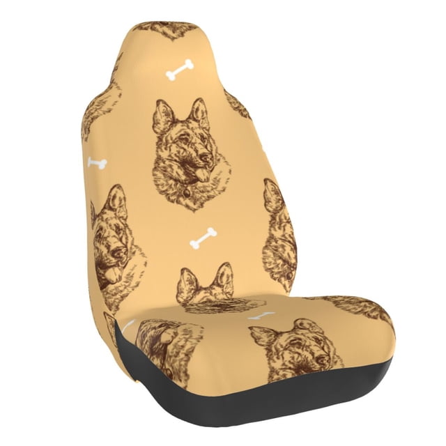 Wukai German Shepherd Dog Full Set Car Seat Covers with Soft Padding Universal Auto Front Seats Protector and Cushion Mat