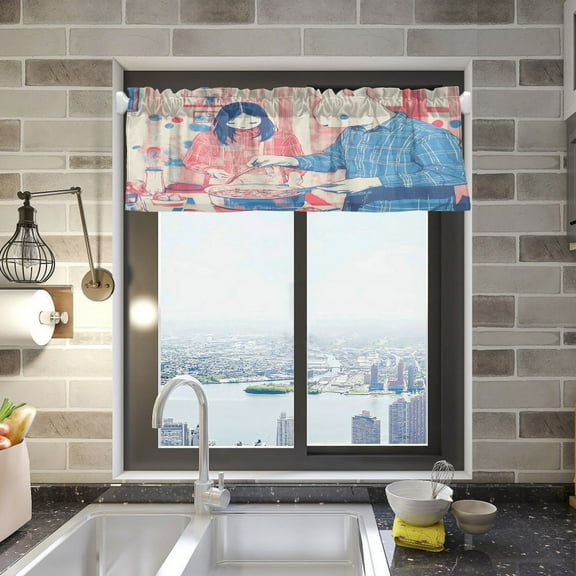 Cooking Scene Curtain Valances Window Treatment Rod Pocket Drape Valance 54" X 18" for Kitchen Living Room Bedroom