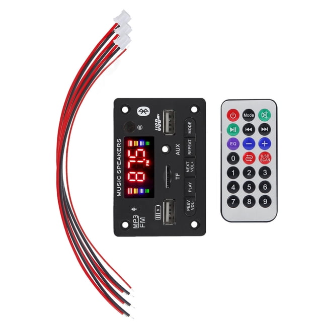 JIAHAOO 12V MP3 Decoder Board Bluetooth 5.0 for Car Audio Speakers USB TF FM AUX Recording Remote Control Power Amplifier 6W