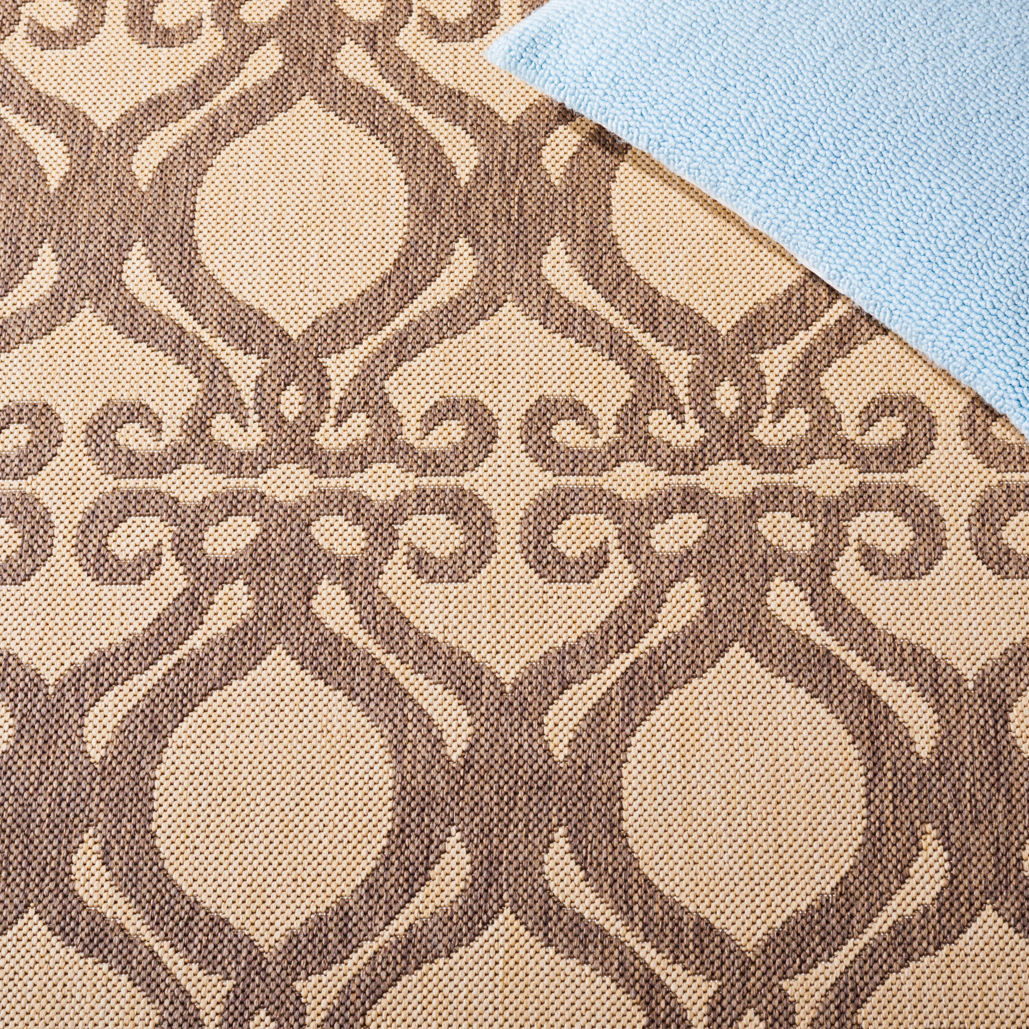 SAFAVIEH Courtyard Colton Geometric Indoor/Outdoor Area Rug, Natural/Brown, 5'3" x 7'7"