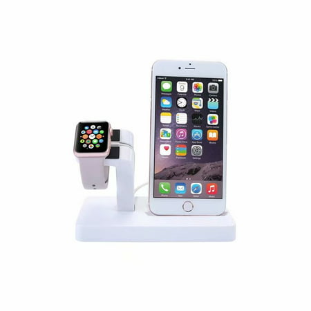 2 in 1 Stand Holder & Charging Docking Station, Charger Stand Dock Compatible with Apple Watch Series 3 2 1, iWatch, iPhone, iPod