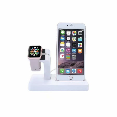 2 in 1 Stand Holder & Charging Docking Station, Charger Stand Dock Compatible with Apple Watch Series 3 2 1, iWatch, iPhone, iPod (Best Ipod Docking Station With Dab Radio)