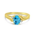 thumbnail image 6 of 10k Yellow Gold Oval Blue Topaz And Diamond Ring, 6 of 6