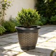 thumbnail image 6 of 12" Planter Pot with Saucer, Thickened Plastic Anti-Aging Flower Pot with Drainage Holes, Woven Texture, Plant Pot for Indoor And Outdoor Plants, Balcony, Garden,Golden,B, 6 of 7