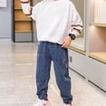 thumbnail image 6 of XQYLOS Boys Vintage Pull-On Baggy Jeans Elastic Waist Wide Leg Trousers Loose Fit Fall Streetwear Denim Pants, 6 of 9
