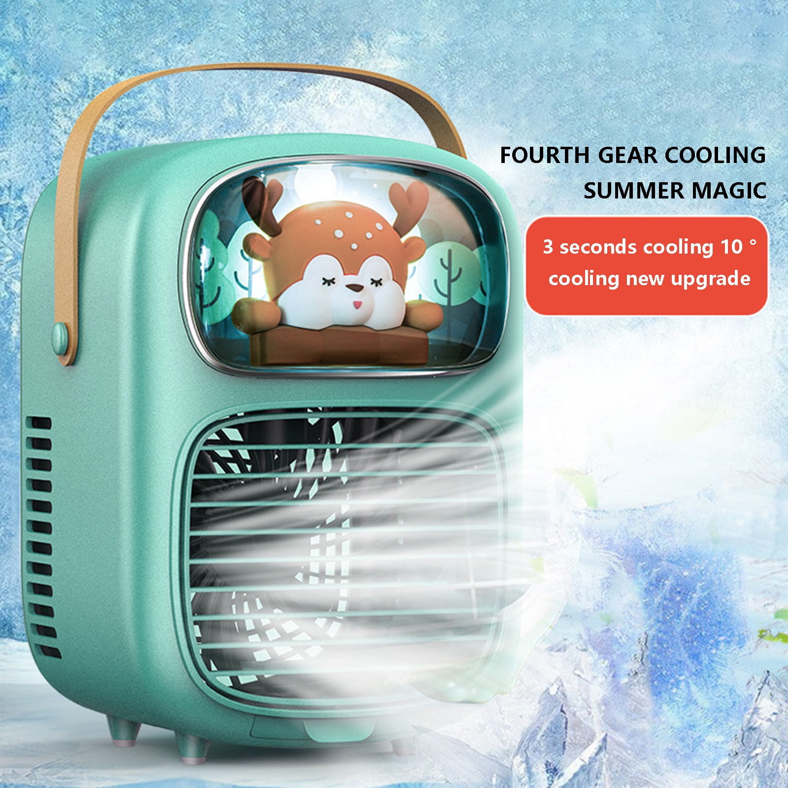 Dengmore Desktop Humidifier with Light Desktop Aired Cooler Water Ice Fan Water Humidifier Spray Fan for Bedroom Home Office Car Living Room