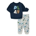 thumbnail image 3 of Garanimals Baby Boys Fleece Crewneck Sweatshirt and Joggers Set, 4-Piece, Sizes 6M-24M, 3 of 4