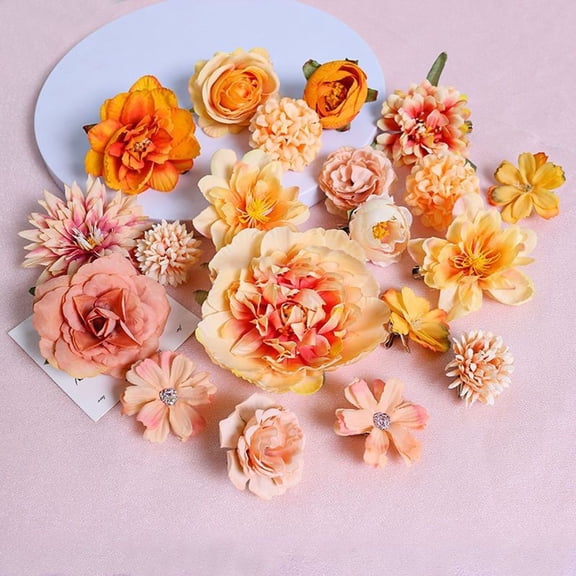Noothes Fake Flowers for Crafts, 20Pcs Artificial Flower Heads Assorted Colors, Small Faux Flowers for Home Decoration, Scrapbooking Accessories Wreath DIY Supplies