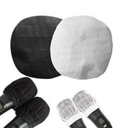 100 Pcs Disposable Microphone Cover, Non-Woven Handheld Windscreen Sound Shield Guard Mic Cover, Protective Cap for KTV Home Bar News Interview Microphones (Black 80; White 20)