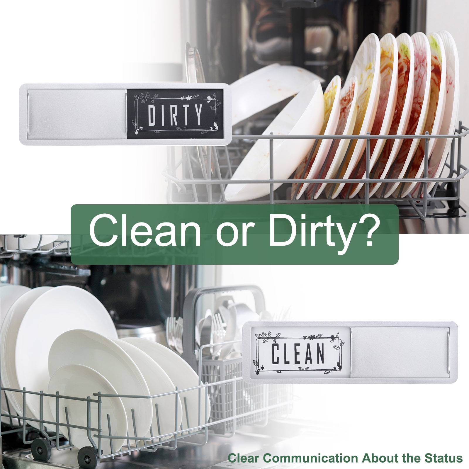 Unique Bargains Dishwasher Magnet Clean Dirty Sign Kitchen Restaurant Use Leaf Sign
