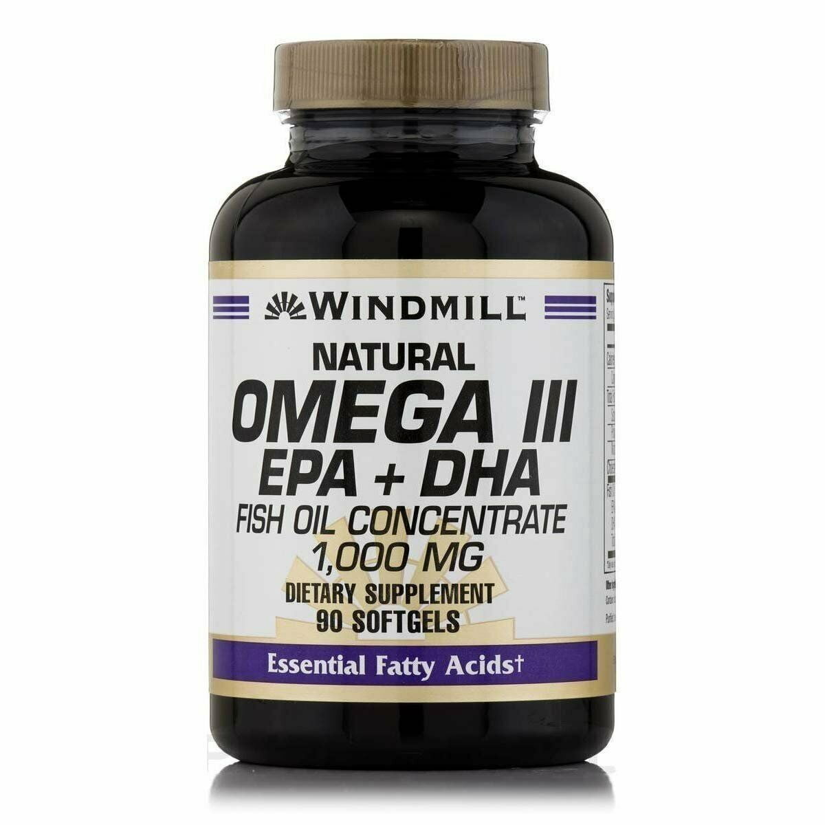 Windmill Omega-3 with EPA & DHA 1,000 mg Softgels, 90 Softgels Per Bottle 3 Bottles