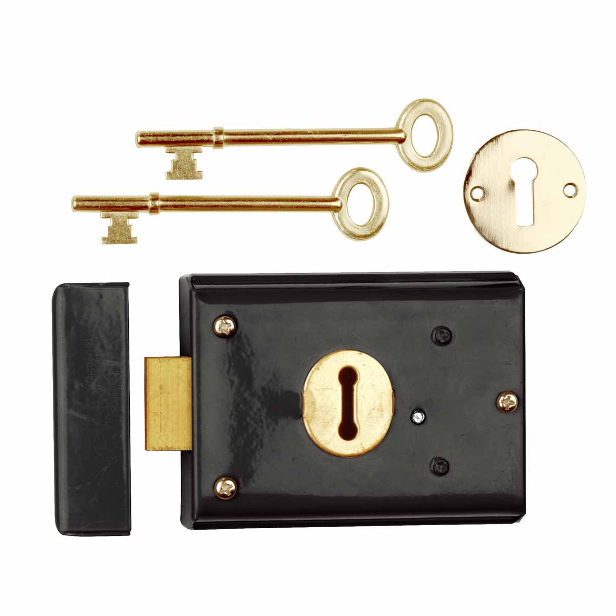 Door Rim Locks Victorian Black Heavy Duty Door Locks Set Brass Plated