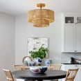 thumbnail image 4 of Boho Light Fixtures Ceiling,15" Bamboo Ceiling Lighting Retro 3-Tier Rattan Flush Mount Ceiling Light for Living Room Bedroom, 4 of 11
