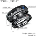 thumbnail image 3 of Matching Set Couple Rings Stainless Steel Promise Rings with His Queen and Her King Wedding Engagement Band(2pcs), 3 of 8