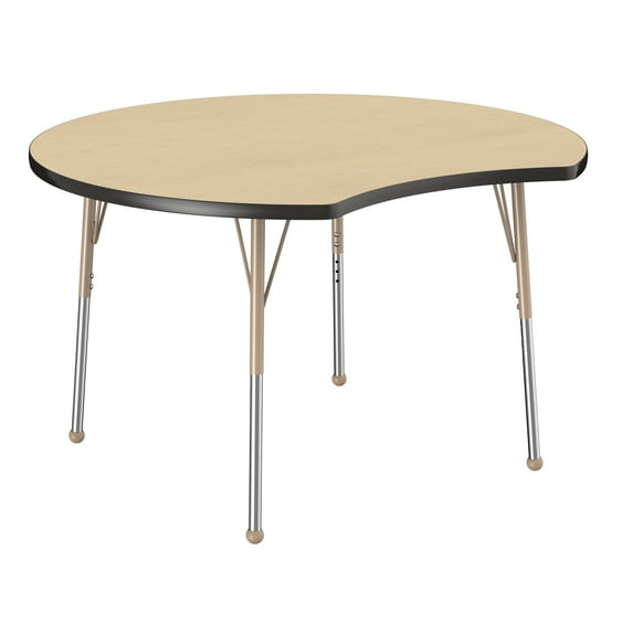 ECR4Kids 48in Crescent Premium Thermo-Fused Adjustable Activity Table Maple/Black/Sand - Standard Ball