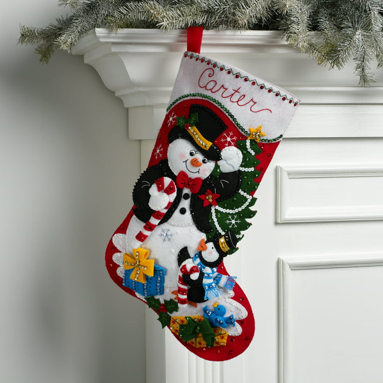 Bucilla Felt Applique 18 Christmas Stocking Kit, Holiday Hearth 