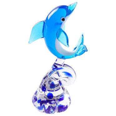 Dolphin Décor Dolphin Ornements Artisanat Collection Animaux Marins Table Verre Clair A