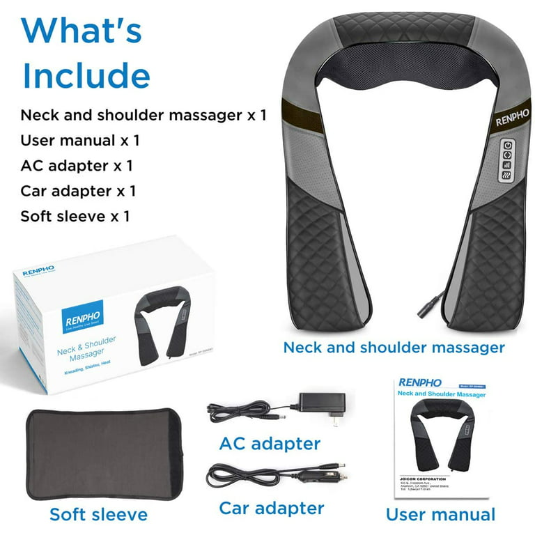 Neck Back Massager with Heat, RENPHO Shiatsu Shoulder Massager with  Electric Deep Tissue Kneading Massage, Pain Relief on Waist, Leg, Calf, Foot,  Arm, Full Body, Muscles, FSA and HSA Eligible 