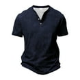 thumbnail image 3 of DDAPJ pyju Men's Short Sleeve Henley Shirt Vintage Distressed Casual Workout Tees Lightweight Summer Collarless Golf Shirts Prime Sales Navy XXXL, 3 of 8